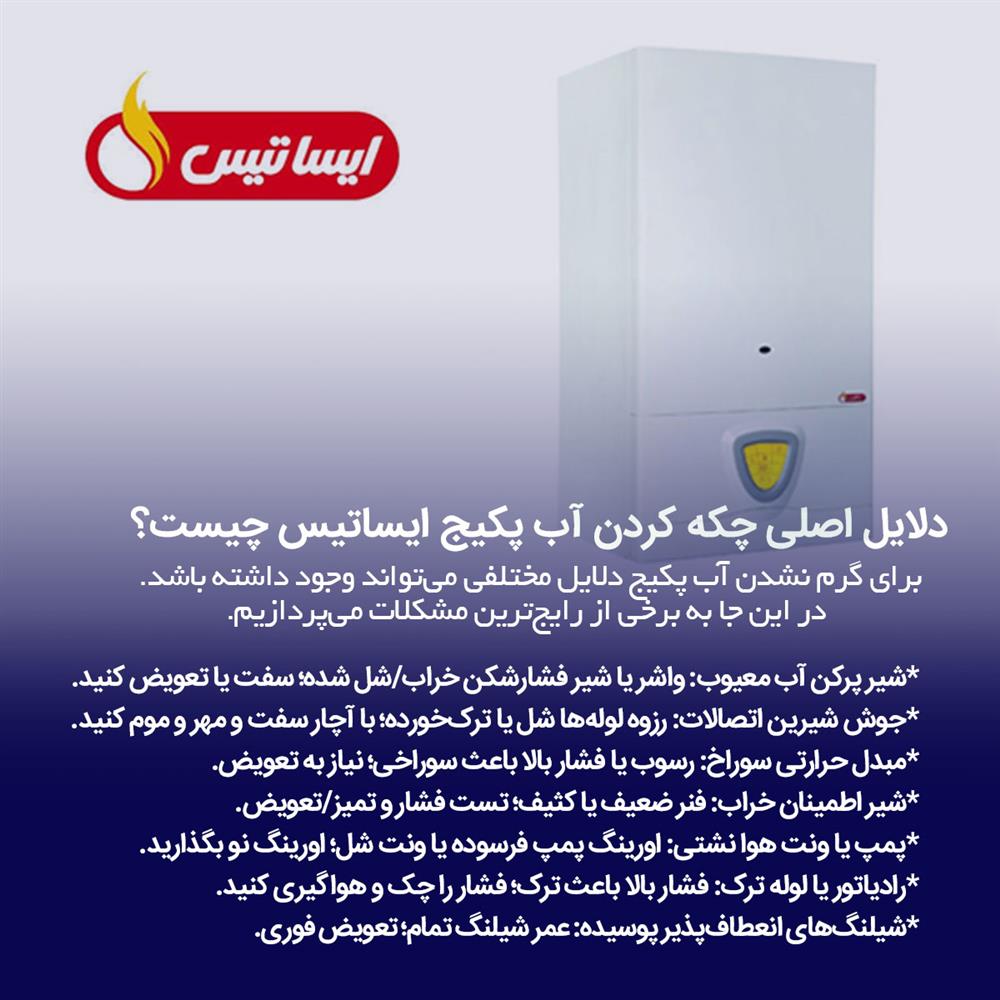 چکه کردن آب پکیج ایساتیس